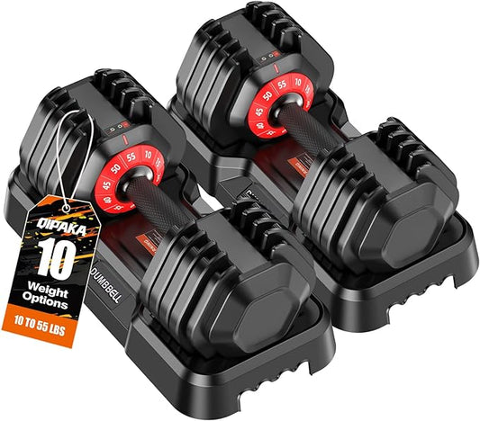 Adjustable Dumbbells Set of 2, Durable Weights Dumbbells Set, 10 in 1/15 in1 Weights Set with Anti-Slip Grip, Fast Adjust Gym Equipment Space Saving for Home Strength Training