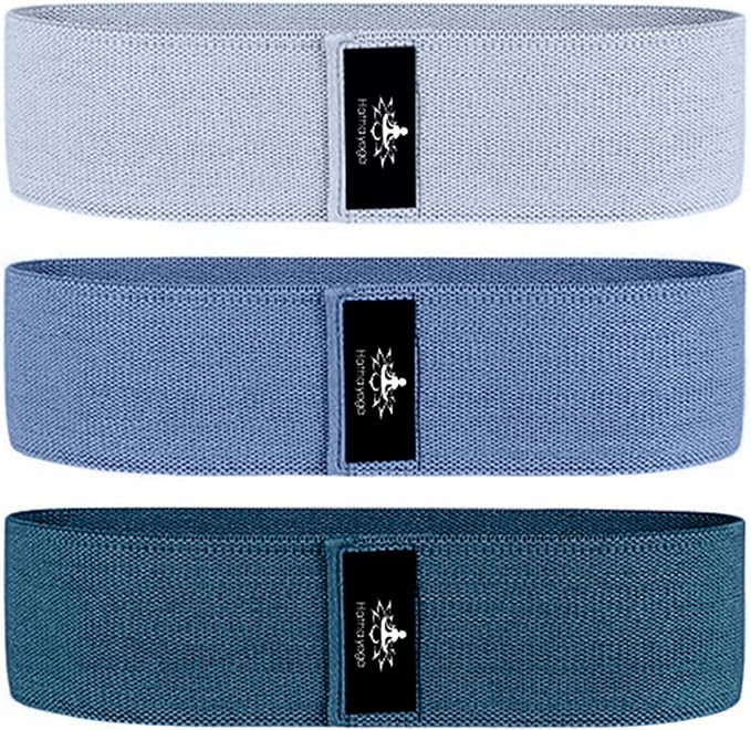 Hatha Yoga Large Resistance Band,14.5" x3.15",Fabric Exercise Loop Bands with Instruction Guide and Carry Bag, Set of 3.