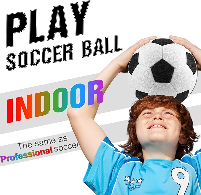 Libima 2 Pcs Soft Indoor Soccer Ball with Pump Felt Official Size 4 Soccer Ball Operation Christmas Sport Fun Gifts for Silent Dribble Training Home Outdoor Yard