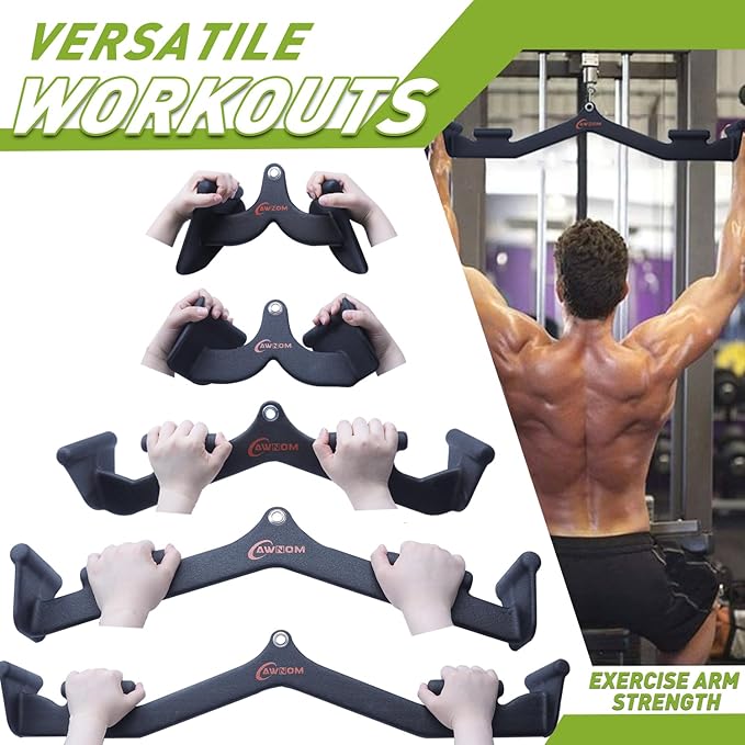 LAT Pulldown Attachments for Cable Machines, Cable Machine Attachments for Home Gym T Bar V Bar LAT Pulldown Machines Attachments, Back Tricep Bar Strength Training Handle Grip