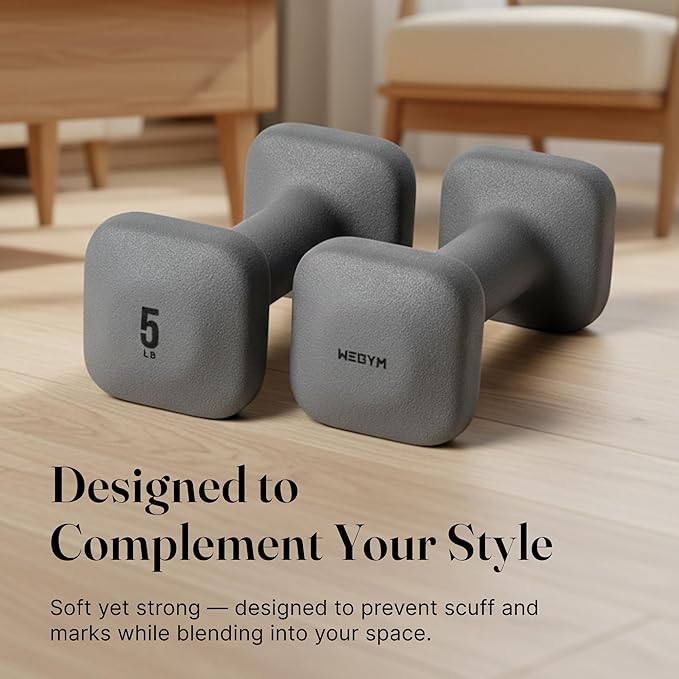 WeGym SafeGrip Square Dumbbells with Anti Slip Handles, Aesthetic Free Weights for Home Workouts, Stable Design Prevents Rolling during Floor Exercises