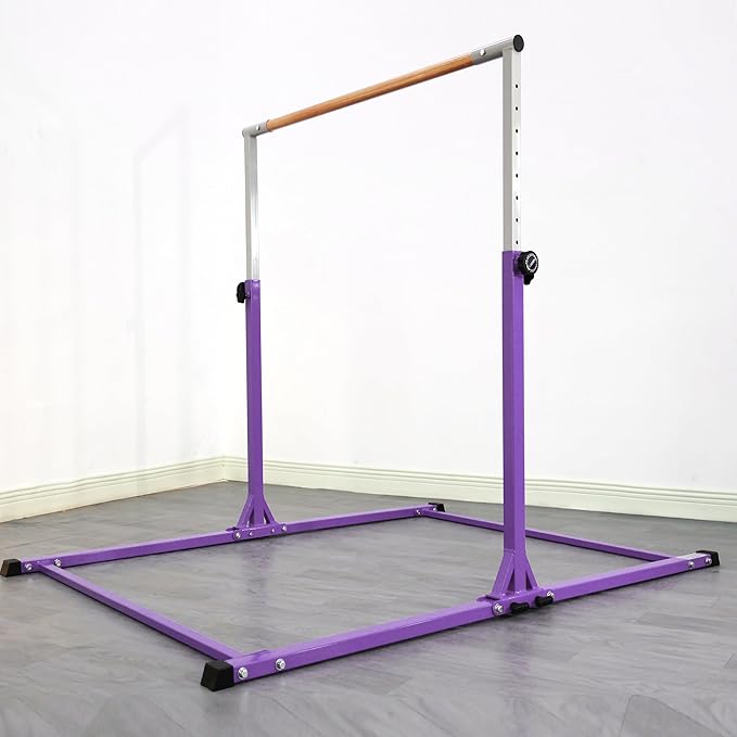 Foldable Gymnastic Bar for Kids Ages 3-20,5FT/6FT Horizontal Bar Base Length,Height Adjustable Kids Training Bar for Gymnastics,Gymnastics Equipment for Home Clubs