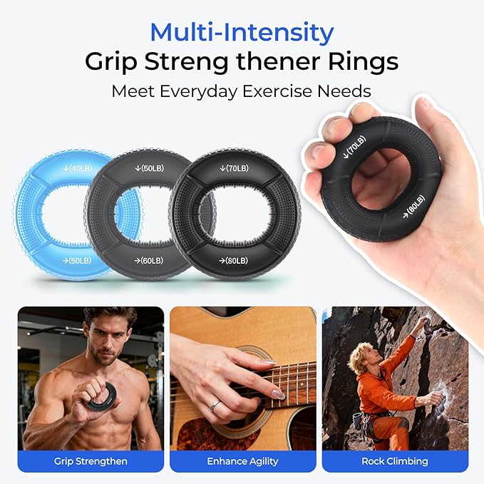 Hand Gripper Strengthener Set 6pcs - Hand Grip Strengthener, Stress Balls for Adults,Grip Strength Trainer for Hand Sensitivity Training,Hand Rehabilitation Exercising