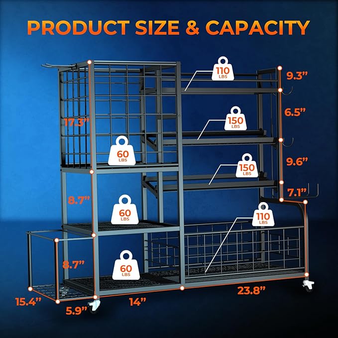 Dumbbell Rack Weight Stand - 4-Tier Adjustable Weight Rack for Dumbbells, Home Gym Storage Rack for Yoga Mat Foam Roller Kettlebells, Workout Equipment Storage Organizer With Wheels