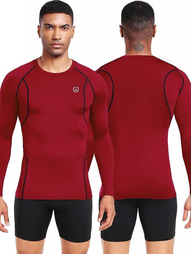 NELEUS 4 Pack Men's Workout Long Sleeve Shirts Compression Dry Fit Muscle Tops