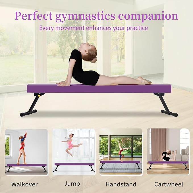 EL&IT·Wings 6FT/8FT Gymnastic Balance Beam for Kids, Adjustable Balance Beam with Leg, High and Low Level Floor Beam, Gymnastics Equipment for Home and Gym Center