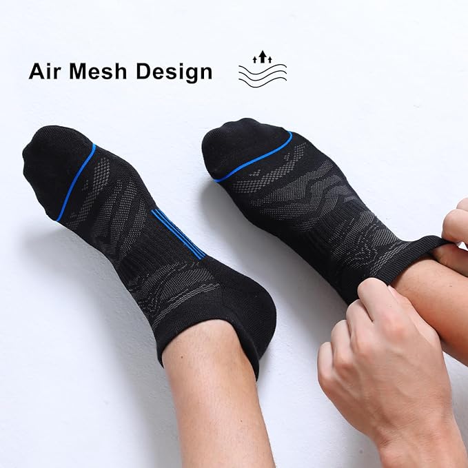 FITRELL Men's 6 Pack Ankle Running Socks Low Cut Cushioned Athletic Sports Socks 7-9/9-12/12-15
