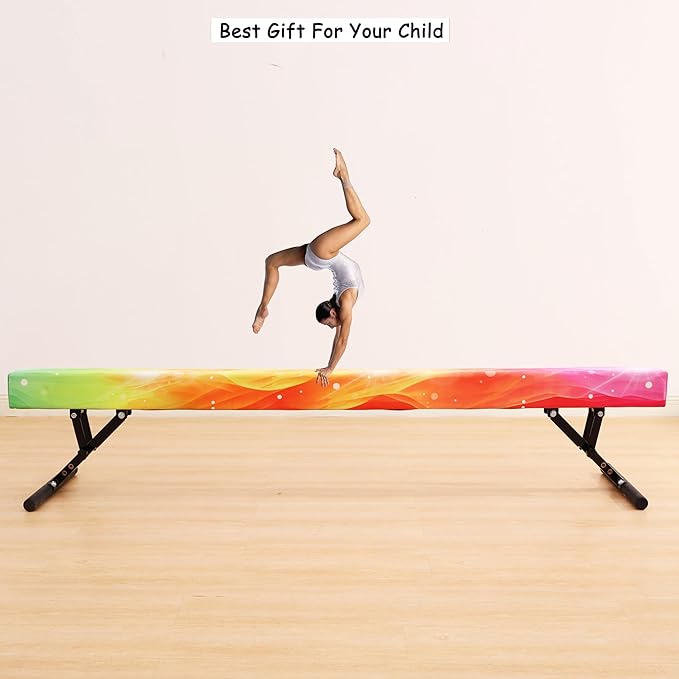 MARFULA Adjustable Balance Beam 8 ft Gymnastic Beam Adjustable Height for Kids and Teenage of All Gymnastic Levels, Gymnastic Training Beam Gymnastic Equipment for Athlete Home and Gym Club Use