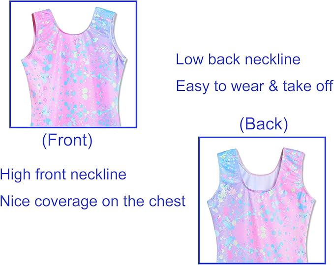 Domusgo Gymnastics Leotards for Girls Sparkly One-Piece Pro Kids Unitard Biketards with Shorts