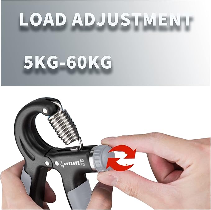 Hand Grip Strengthener 11–132 lbs / 5–60 kg – Adjustable Grip Trainer & Forearm Exerciser with Heavy-Duty Steel Spring, Non-Slip Handles for Hand, Wrist & Finger Workout, Ideal for Strength Training & Rehabilitation