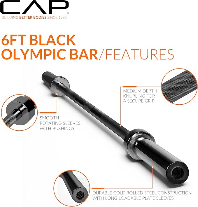 CAP Barbell 2-Inch Olympic Barbell Bars | 5 ft, 6 ft, & 7 ft | Multiple Options