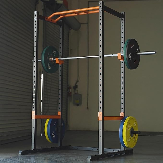 Sunny Health & Fitness Power Zone Strength Rack Power Cage - 1000 LB Weight Capacity, Spotter Bar, Angled Pull-Up Bar, J-Hooks, Resistance Band Pins, Optional LAT Pull Down