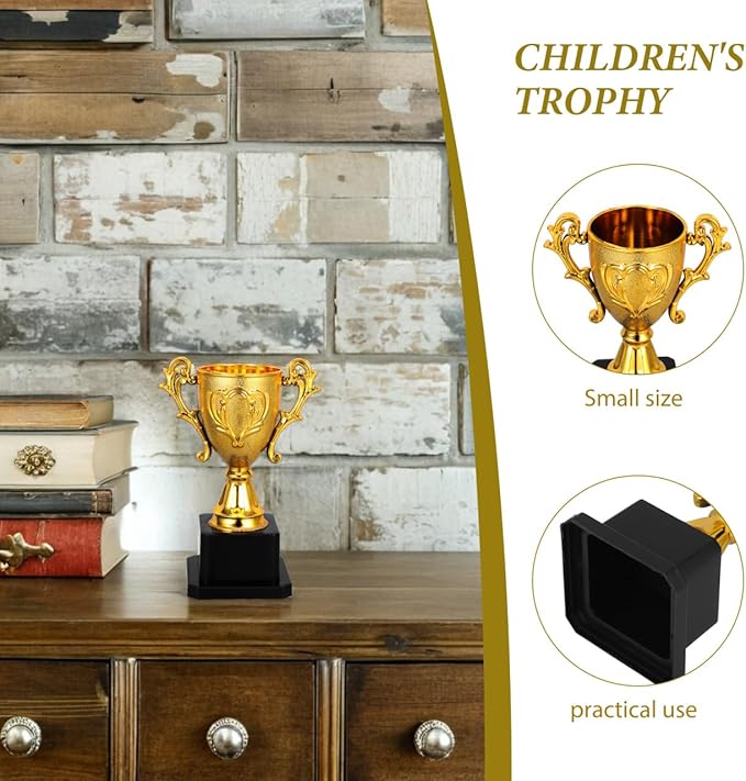 NOLITOY Small Gold Trophies for Kids, 5.6 Inch Plastic Soccer Trophy Cup for Sports Tournament, Party Favors, Competition, Recognition, Achievement, Awards or Prizes