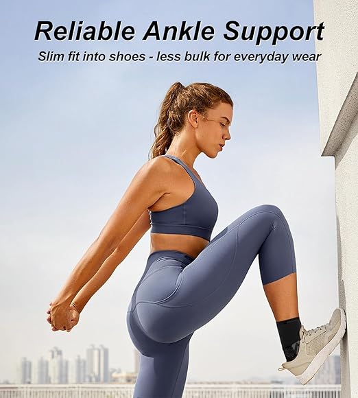 Quick Lace Up Ankle Brace for Women Man, with DIY Moldable Side Stabilizer, Breathable & Slim-Fit, Adjustable Compression Ankle Support for Sprained, Injury Recovery, Running, Sports (L(Ankle size:13"-14")-Support Plate of 2)