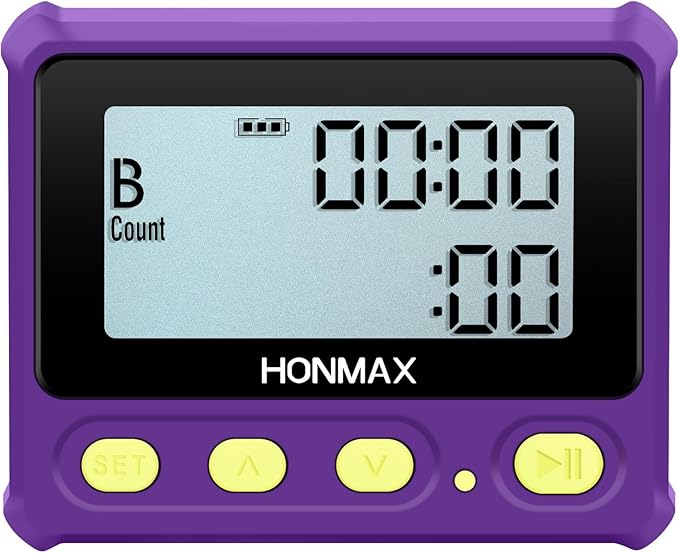 8200 Interval Timer, Stopwatch with Backlight, USB-C Rechargeable Clock (Purple)