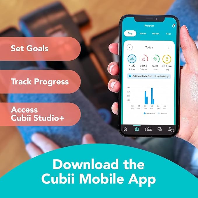Cubii GO - Under Desk Elliptical Bike Pedal Exerciser, with LCD Fitness Tracker Screen, Adjustable Resistance, Work from Home Fitness, Built-in Wheels and Portable Expanding Handle