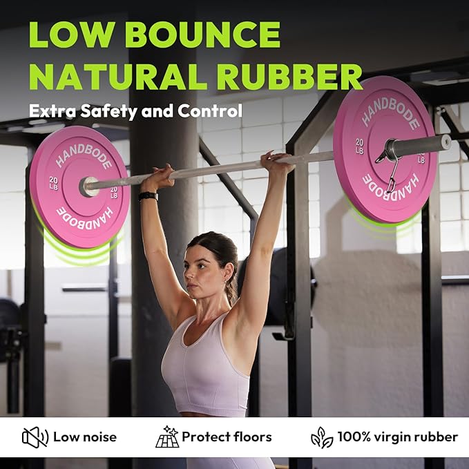 2-Inch Weight Plates High Bounce, Olympic Bumper Plate Set 45/100/160/190/260/300lb, Colored Weight Plates Set for Home Gym, Barbell Weights Rubber Strength Training Plate for Weight Lifting