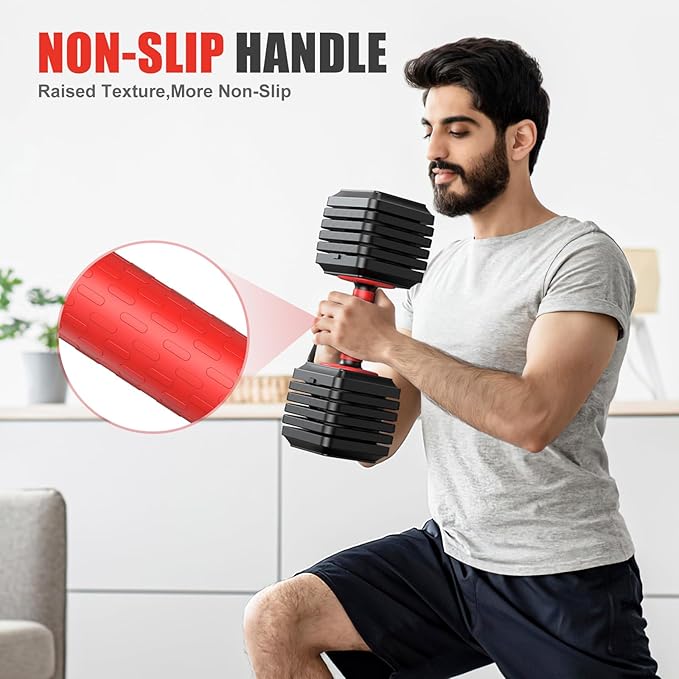 XDDIAS Adjustable Dumbbell Set of 2, 25/55/80LB Dumbbell Set-Fast Adjust Weights Set, 5/10/16 in 1 Free Weights Dumbbells Set with Anti-Slip Metal Handle, Compact Size for Men/Women Home Gym Equipment