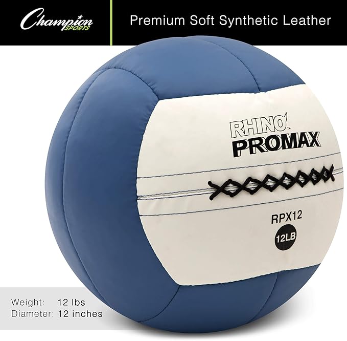Champion Sports Rhino Slam Ball, 4-30 lb. Non-Slip Grip, Weightlifting, Crossfit, Home Gym, Fitness, 14" Diameter Balls, Optional Storage Rack/Tree Sold Separately