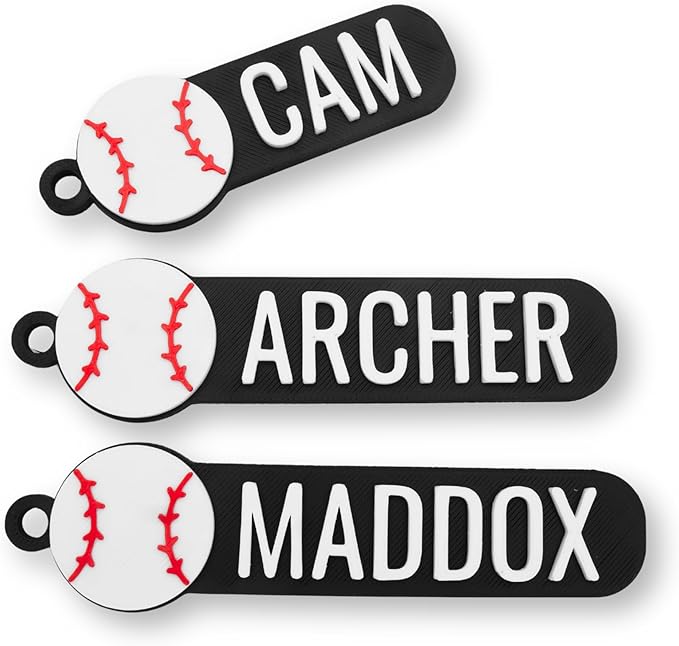 Personalized Baseball Keychain, Backpack tags, Kid's name tags, Custom baseball water bottle tags, Sports bag keychain, baseball team gift, Keyring charm, Custom baseball tag