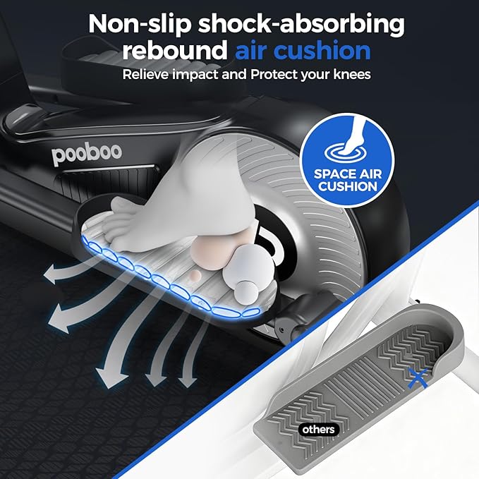 pooboo Elliptical Machine, Elliptical Exercise Machine with 16-Level Resistance&Hyper-Quiet Magnetic Driving System, Elliptical Machine for Home with LCD Monitor&15.5IN Stride, 350LBS Weight Capacity