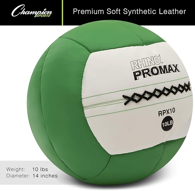 Champion Sports Rhino Slam Ball, 4-30 lb. Non-Slip Grip, Weightlifting, Crossfit, Home Gym, Fitness, 14" Diameter Balls, Optional Storage Rack/Tree Sold Separately