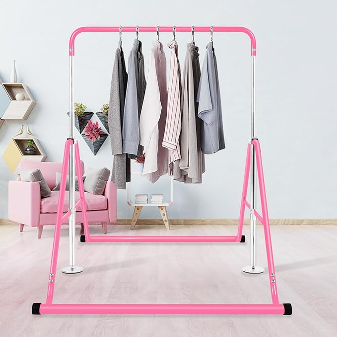 BangTong&Li Gymnastics Bar for Kids Height Adjustable Horizontal Bar Folding Gymnastics Junior Training Bar for Home Gymnastics Equipment