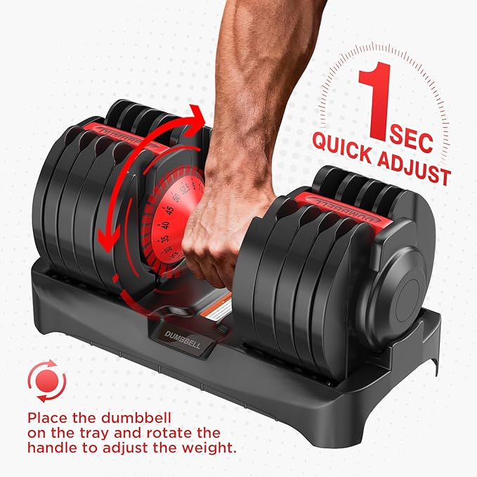 Adjustable Dumbbells Set of 2, Durable Weights Dumbbells Set, 10 in 1/15 in1 Weights Set with Anti-Slip Grip, Fast Adjust Gym Equipment Space Saving for Home Strength Training