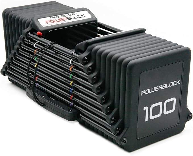 PowerBlock Pro 100 Adjustable Dumbbell, Sold As A Single Unit 5-100 lb Dumbbell – Durable Steel Build, Innovative Workout Equipment, Strength Training