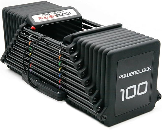 PowerBlock Pro 100 Adjustable Dumbbell, Sold As A Single Unit 5-100 lb Dumbbell – Durable Steel Build, Innovative Workout Equipment, Strength Training
