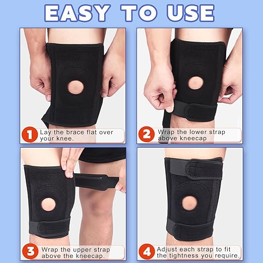 Knee Brace for Men Women with Side Stabilizers & Patella Gel Pad,Non Slip Adjustable Knee Compression Support for Pain Relief,Meniscus Tear,ACL,Arthritis,Injury Recovery,Running