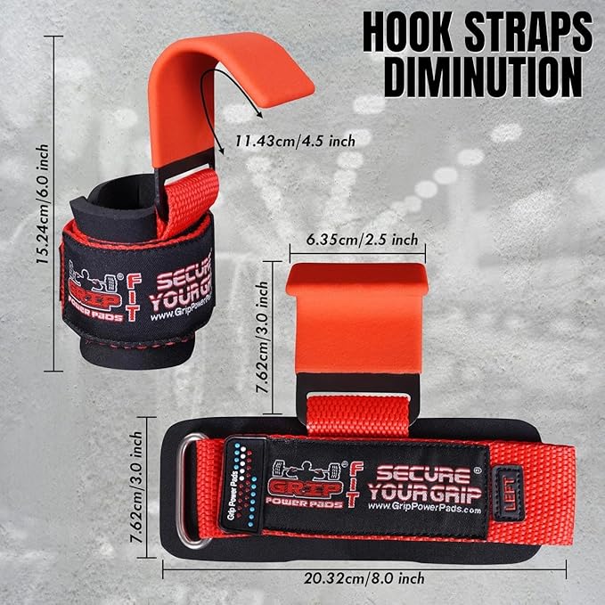 Premium Weight Lifting Hooks & Straps for Pull Ups & Deadlifts - Padded, Heavy Duty, Power Lifting Grips for Men & Women