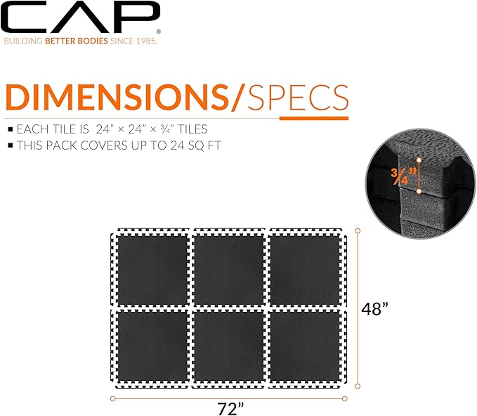 CAP Barbell Interlocking EVA Foam Exercise Puzzle Mat Home Gym Flooring | Multiple Options