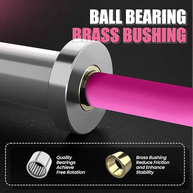 4ft Olympic Barbell - Heavy Duty Chrome Steel Weightlifting Bar for 2-Inch Plates, 500LBS Capacity Bar with Knurled Grip & Ball Bearings - Compact Strength Training Barbell for Men & Women Home Gym Workout