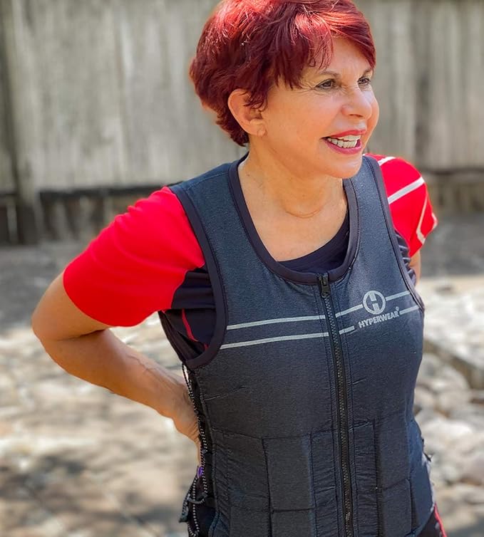 Hyperwear Hyper Vest FIT – Women’s Weighted Vest for Walking, Bone-Health Exercise, Osteoporosis & Osteopenia Workouts – Comfortable, Breathable, Machine-Washable – 5 lb or 10 lb – Carbon Black / Glacier Blue / Crimson Red
