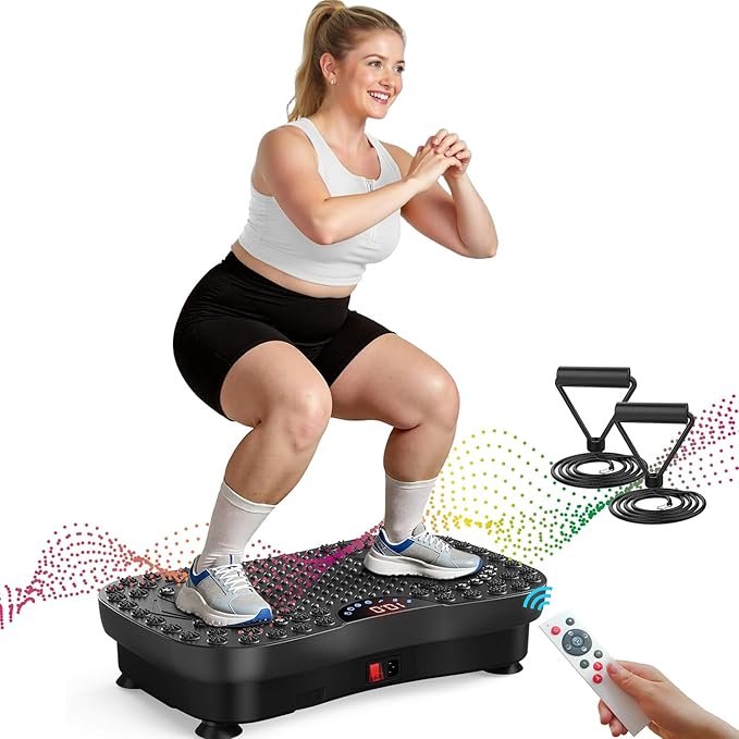 AXV Vibration Plate Fitness Platform Exercise Machine Vibrating Shaking Full Body Shaker Workout Vibrate Stand Shake Board Sport Gym for Weight Loss Fat Burner for Women Men