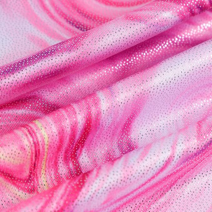 Leotards for Girls Gymnastics Toddler Dance Biketards Mermaid Unicorn Athletic Dance Wear Shiny Rainbow Blue Hotpink