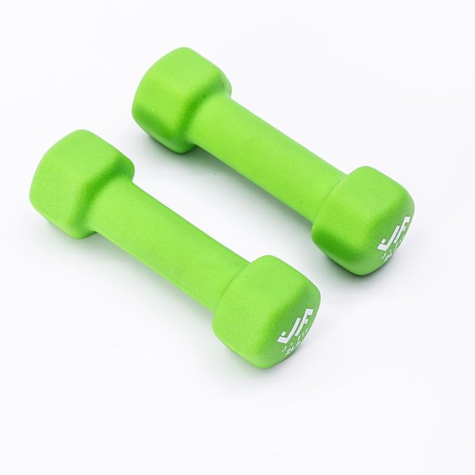 JFIT Dumbbell Pairs or Sets – Neoprene & Vinyl Coated Hand Weights for Home Gym, Strength Training, Aerobics, Cardio Exercise and Fitness
