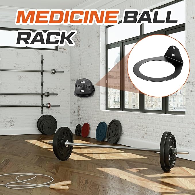 Gisafai Medicine Ball Rack Medicine Ball Wall Mount Storage Racks, 8.9 Inch Inside Diameter, 88 Lbs Wall Mounted Storage for Gym Exercise Sports Garage Home Commercial