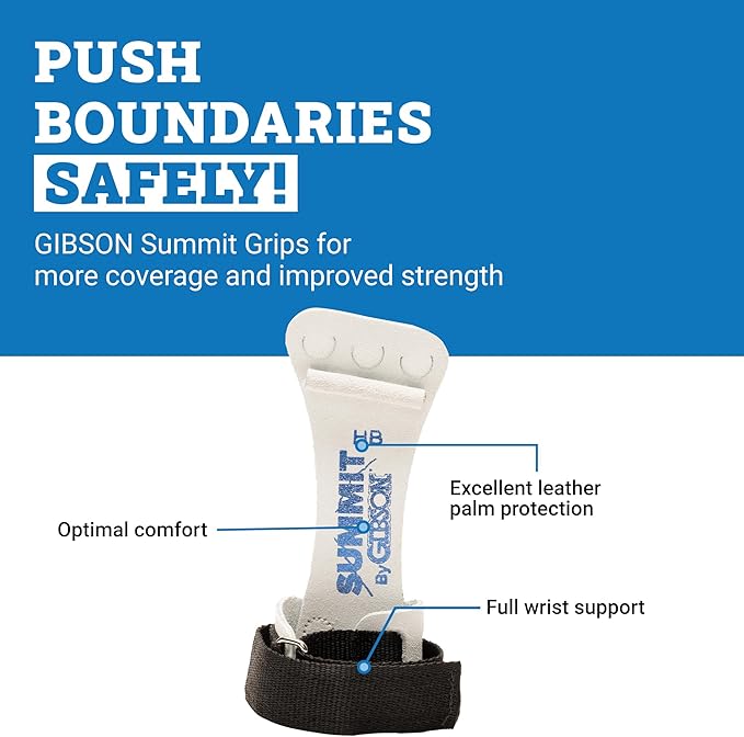 Gibson Athletic Summit High Bar Gymnastic Grips for Boys, Durable Leather Grip for Secure Grip, Hand Grips for Early Competitor Gymnasts, Gymnastics Grips for Boys - Made In USA