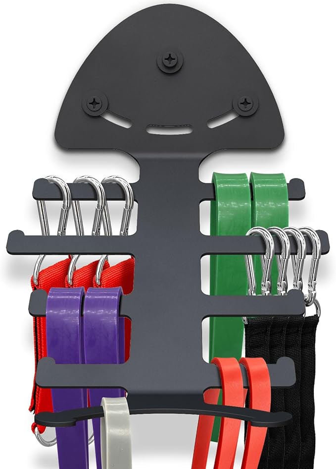 Resistance Bands Set for Working Out with Gym Equipment Storage Rack