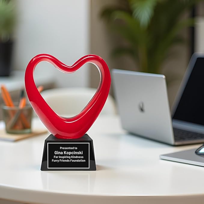 Hand-Blown Art Glass Award – Custom Engraved Elegant Award for Corporate, Sports Retirement Volunteer Recognition Leadership Personal Milestones Employee Gifts