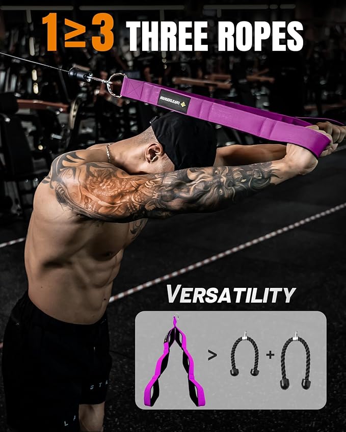 MANUEKLEAR Tricep Rope Cable Attachment Handles, Greater Range of Motion, Tricep Pull Down Rope for Push Downs, Crunches, Facepulls for Professional Gym