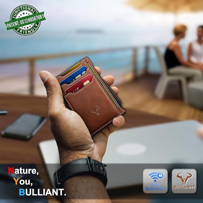 BULLIANT Men Wallet-Slim Money Clip Wallet Metal Card Case With Pop up Access 9 Cards RFID Blocking Pocket Fit