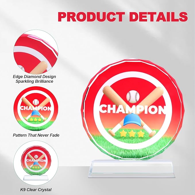 Crystal Trophy Award for Kids & Adult, Champion Football Baseball Soccer Basketball Sports Winner Trophies, Award Trophy for Sports Championships Tournaments Award Competitions Rewards Prizes