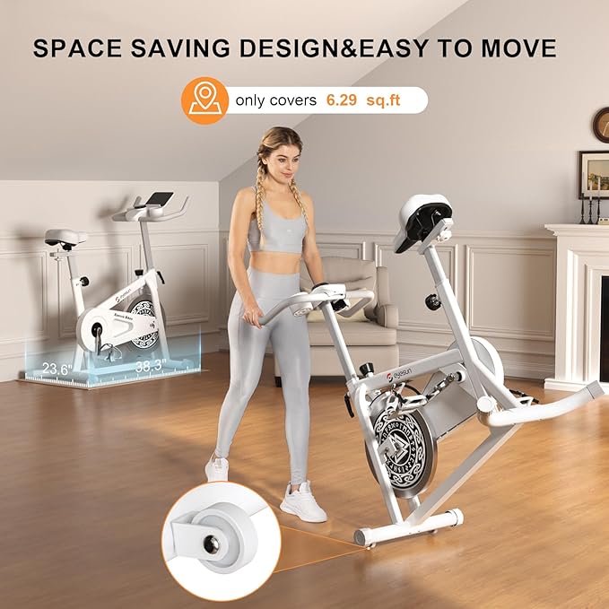 Exercise Bikes for Home,Indoor Cycling Bike with Adjustable Magnetic,Brake Pad Resistance Silent Belt Drive,330lbs Weight Capacity &Upgraded Version Seat for Home Cardio&Weight Loss