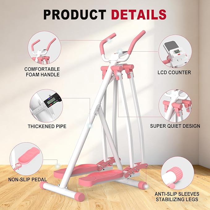 Space Walker Exercise Machine - Air Walker Elliptical Trainer for Home Use, with Foldable Design for an Aerobic Stepper and Cross Trainer Glider Exercise Machine for Men and Women