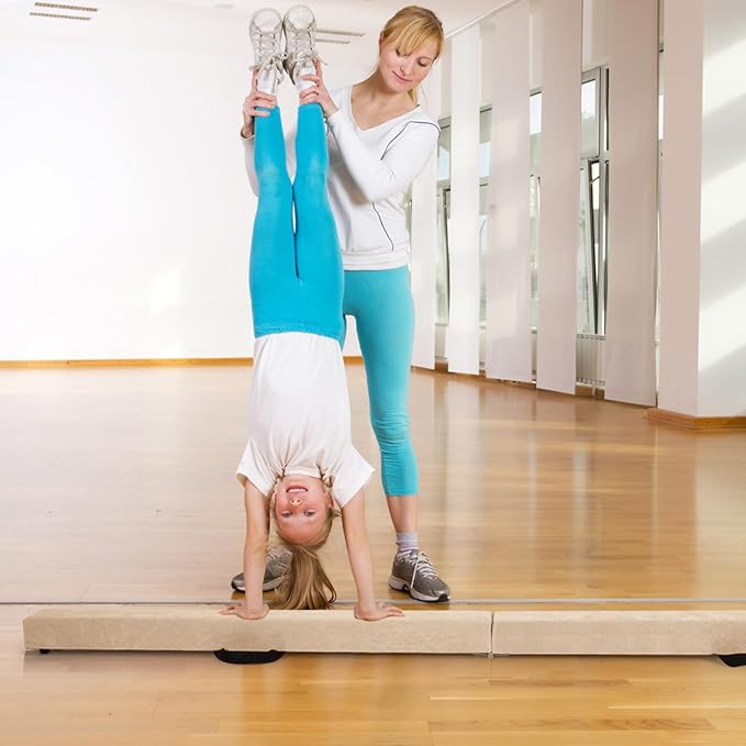 Giantex 7FT/8FT/9FT Balance Beam, Folding Gymnastics Beam w/Carry Handles, Floor Foam Gymnastics Equipment for Kids, Non Slip Rubber Base for Exercise, Practice & Professional Home Training