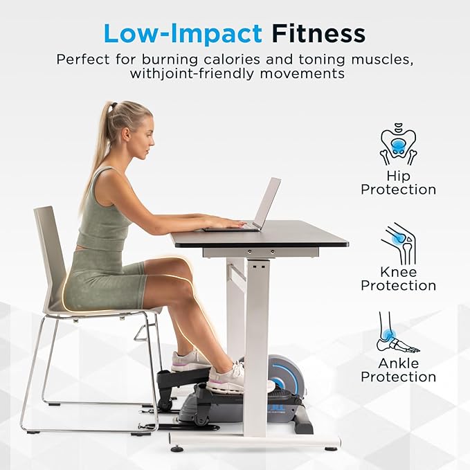 JLL Smart Mini Elliptical – Low-Impact Cardio, Quiet Magnetic Resistance (8 Levels), Compact for Home or Office, LCD Display, Bluetooth SunnyFit App Compatible