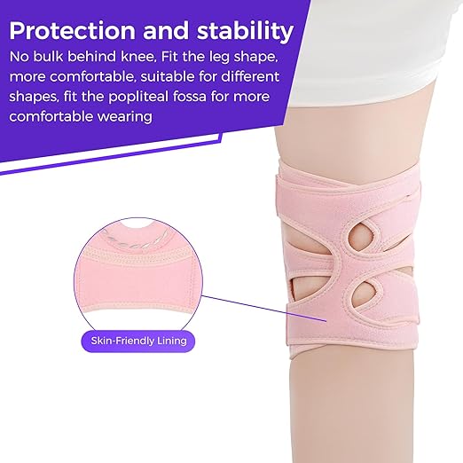Knee Support Brace for Women Men, Adjustable Knee Compression Sleeve Brace Patellar Pad Tendon - Arthritis Pain, Meniscus Tear, Injury Recovery, Running, Workout, Neoprene Knee Braces with Stabilizers and Open Patella, Pink